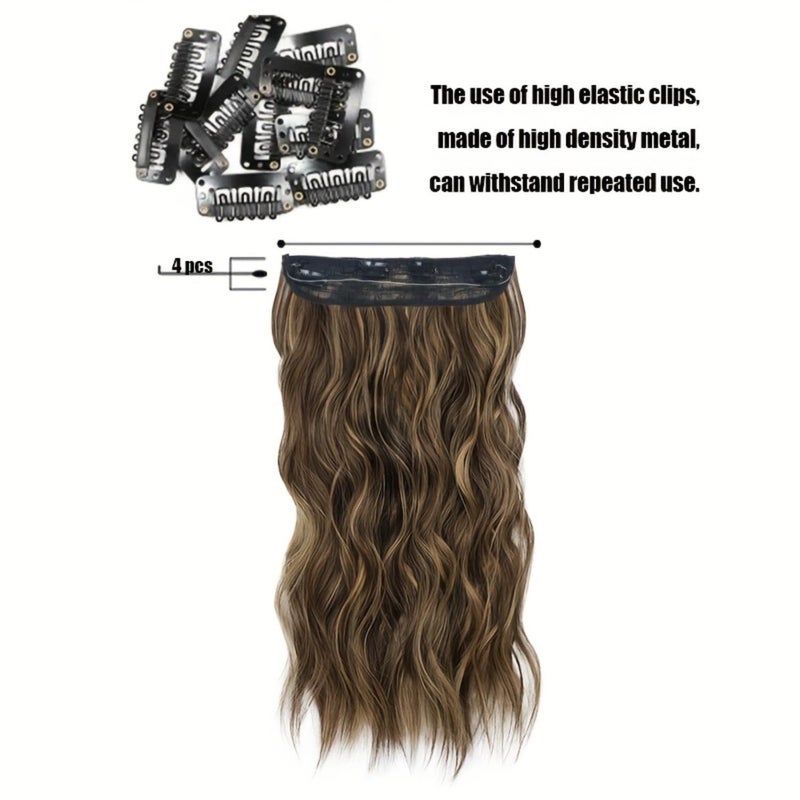 CHRONEX Curly Highlight Synthetic Hair Extensions in 24 inch 5Clips Head in 1 Piece For women - Image 4