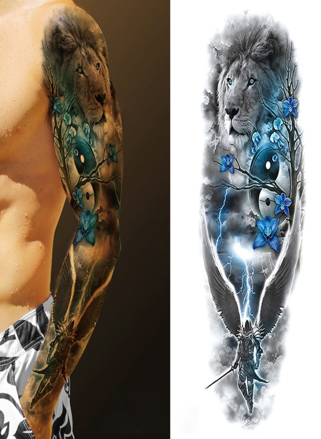 1 Sheet Full Arm Temporary Fake Tattoos Sticker Large Arm Sleeve Tattoo Waterproof Tattoos Large Vine Peony Flower Rose Tattoo Stickers for Men and Women - Image 2