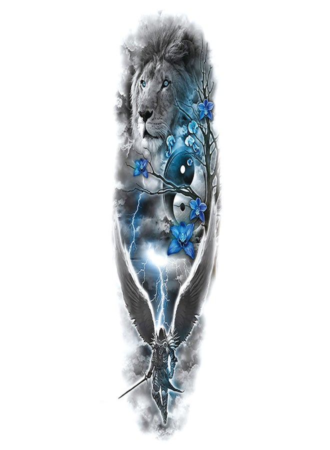 1 Sheet Full Arm Temporary Fake Tattoos Sticker Large Arm Sleeve Tattoo Waterproof Tattoos Large Vine Peony Flower Rose Tattoo Stickers for Men and Women - Image 1