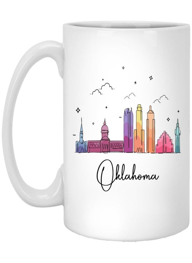 كوب قهوة أوكلاهوما سيتي من HKDesignGift - كوب عيد الميلاد لأوكلاهوما سيتي - كوب عيد الميلاد للمعالم - رسمة ملونة لأفق المدينة - هدايا أوكلاهوما لعيد الميلاد 11 أونصة، MUG-ZETMBRUVXA-11oz