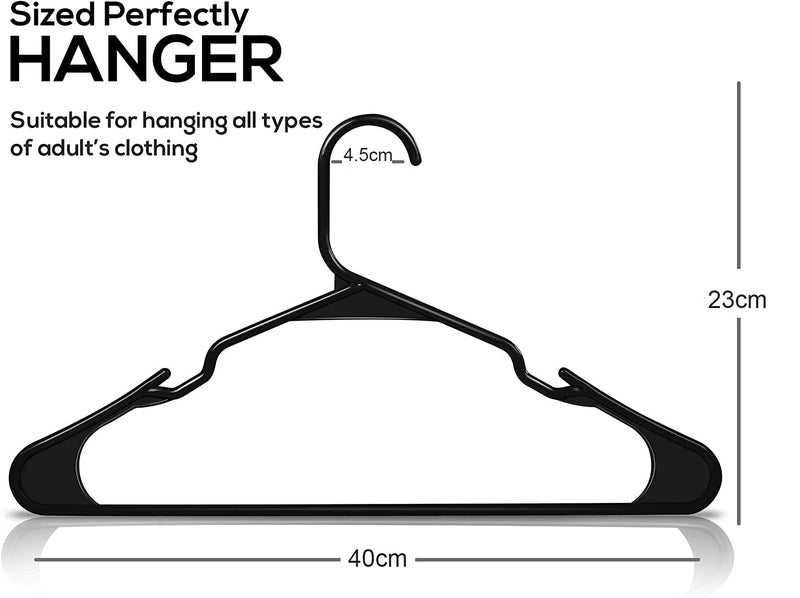 PROTOWARE 18 Pieces Clothe Hangers for Wardrobe - Space Saving Cupboard Storage Organizer - Plastic Hanger Set for Saree, Shirt, Dress (Black) - Image 2
