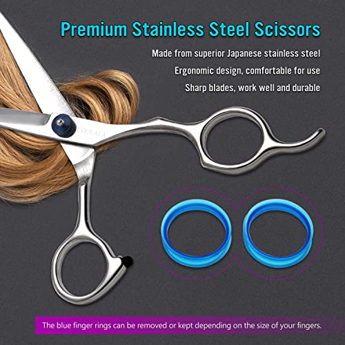 COOLALA Stainless Steel Hair Cutting Scissors 6.5 Inch Hairdressing Razor Shears Professional Salon Barber Haircut Scissors, One Comb Included, Home Use for Man Woman Adults Kids Babies - Image 5