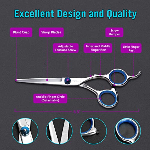 COOLALA Stainless Steel Hair Cutting Scissors 6.5 Inch Hairdressing Razor Shears Professional Salon Barber Haircut Scissors, One Comb Included, Home Use for Man Woman Adults Kids Babies - Image 3