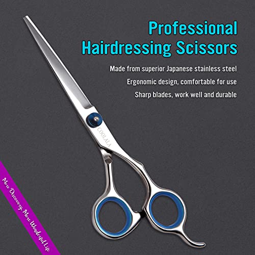 COOLALA Stainless Steel Hair Cutting Scissors 6.5 Inch Hairdressing Razor Shears Professional Salon Barber Haircut Scissors, One Comb Included, Home Use for Man Woman Adults Kids Babies - Image 2
