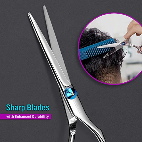 COOLALA Stainless Steel Hair Cutting Scissors 6.5 Inch Hairdressing Razor Shears Professional Salon Barber Haircut Scissors, One Comb Included, Home Use for Man Woman Adults Kids Babies - Image 4