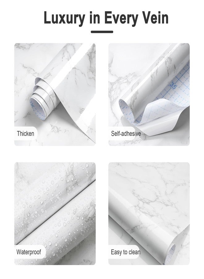 Dimoon 11.8''x78.7'' Marble Peel and Stick Wallpaper White Granite Contact Paper for Countertops Waterproof Kitchen New Environmentally Friendly Materials Thickening Upgrade Renter Friendly Vinyl Wrap - Image 2
