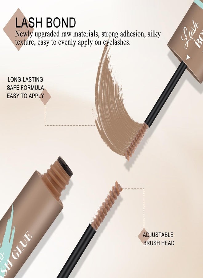 جيمري غراء رموش GEMERRY، بني اللون، غراء رموش مقاوم للماء لتثبيت الرموش العنقودية، لاصق رموش يدوم طويلاً 72 ساعة (5 مل + 5 مل، بني اللون) - Image 4