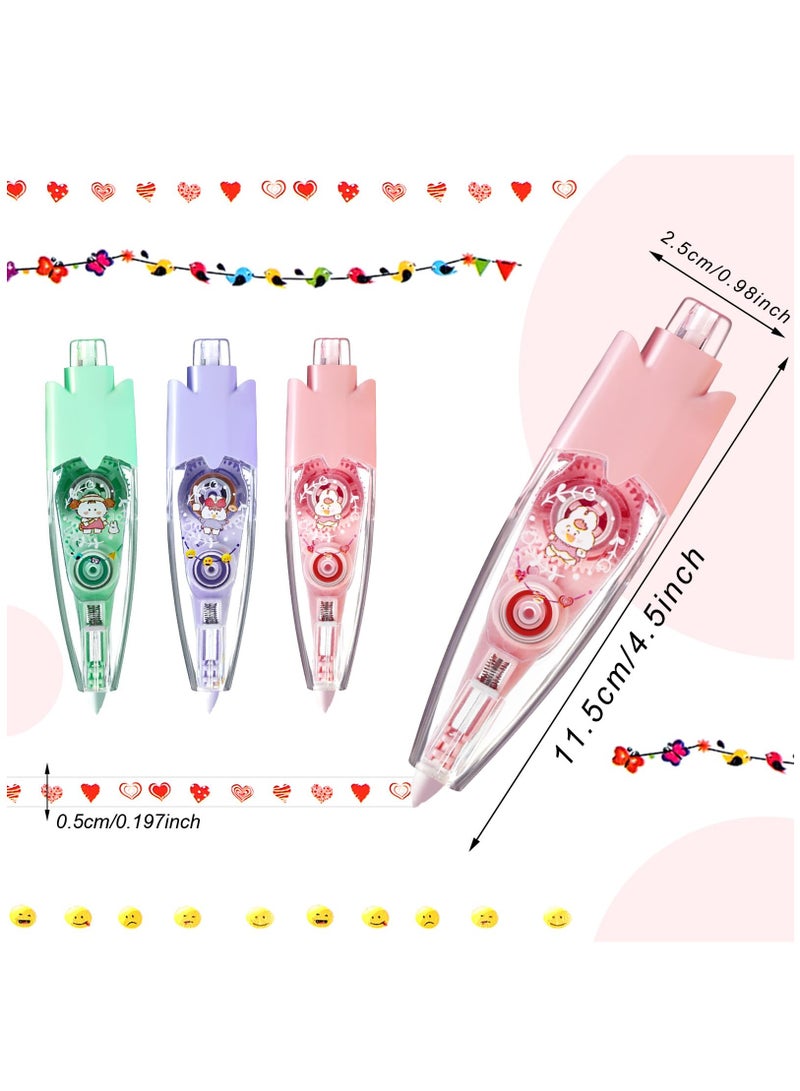 Cute Pattern Correction Tape Set for Kids, 3Pcs Press Type Decorative Pens for Scrapbooking and DIY Crafts - Image 2