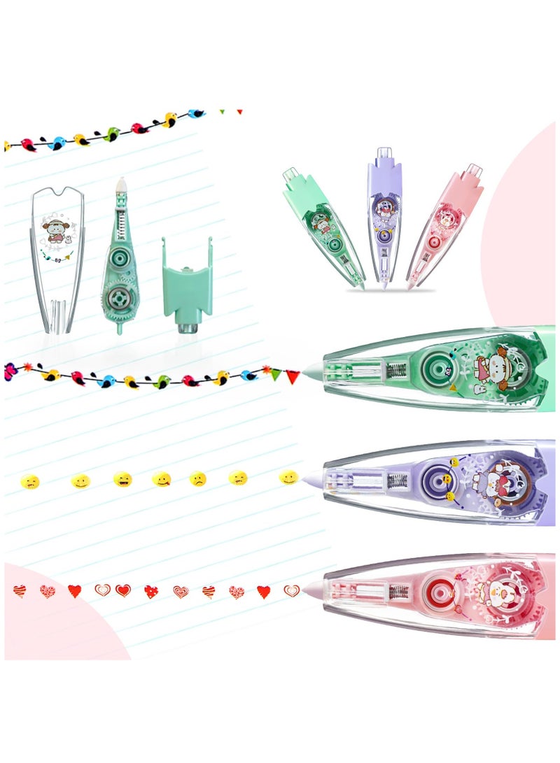 Cute Pattern Correction Tape Set for Kids, 3Pcs Press Type Decorative Pens for Scrapbooking and DIY Crafts - Image 5