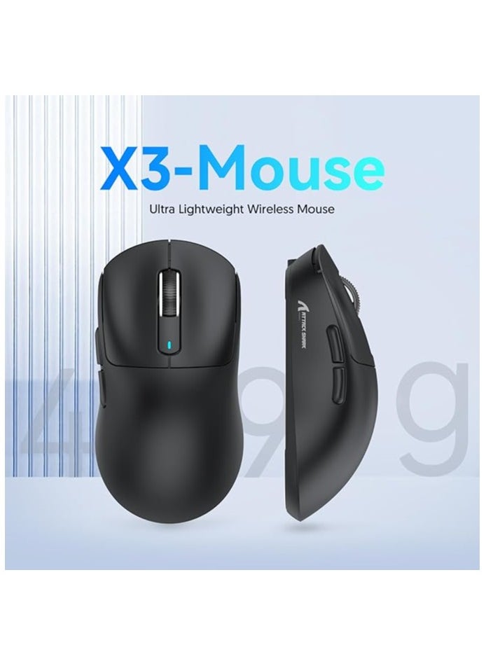 Attack Shark - ATTACK SHARK X3 49g Ultralight Mouse, PixArt PAW3395 Gaming Sensor, BT/2.4G Wireless/Wired Gaming Mouse, 26000 DPI, 200 Hours Battery, Office Mice for Win11/Xbox/PS/Mac (Black) - Image 1