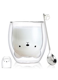 Binoster Binoster Bear Cute Mugs Kawaii Double Wall Glass Coffee Tea Mill Yogurt Cup Funny Novelty Gift for Women Her Friends Office Birthday Christmas  - Image 1