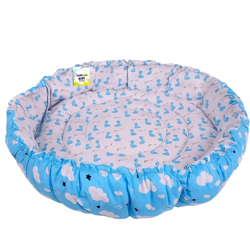 Toddylon Flat Bed Baby Play Gym New Born Baby Bedding | Mat with Hanging Toys | Mattress with Mosquito Net | Cotton Playing Mat | Playmats & Floor Gyms (0-6 Months) (3PCS Set) - Image 2