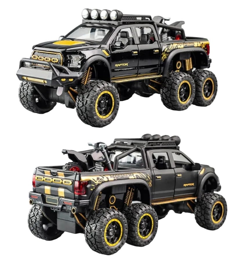 Royals hub Big Size Ford Raptor F150 Model Car 1:28 Scale Exclusive Alloy Metal Pull Back Die-cast Diecast Metal Pullback Toy car Openable Doors & Light Music Birthday Gift Car Colors as Per Stock - Image 1
