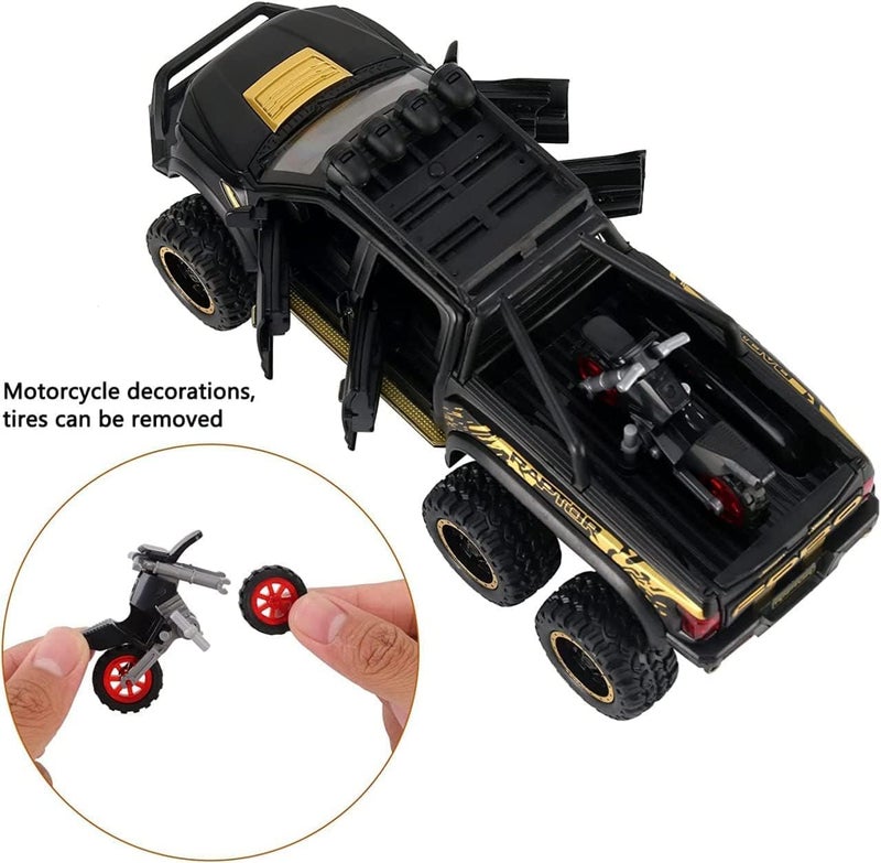 Royals hub Big Size Ford Raptor F150 Model Car 1:28 Scale Exclusive Alloy Metal Pull Back Die-cast Diecast Metal Pullback Toy car Openable Doors & Light Music Birthday Gift Car Colors as Per Stock - Image 5