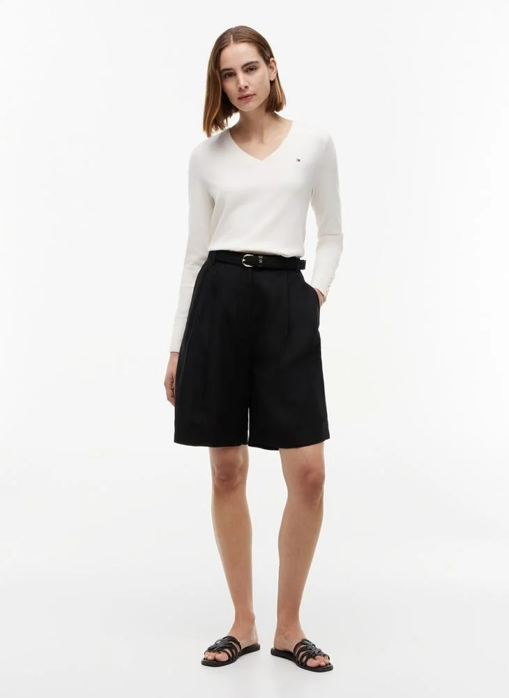 Tommy Hilfiger Ivory Petal Gold-Tone Button Cuff V-Neck Jumper for Women | Best Price UAE