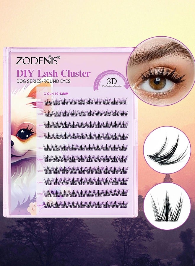 ZODENIS 100Pcs Lashes Cluster DIY Lash Extension Kit Cute Dog Series 11-16mm Mix Individual Lashes Dog Eye Lashes Natural Look Cluster Lashes C Curl Wispy False Eyelashes Lash Kit  - Image 1