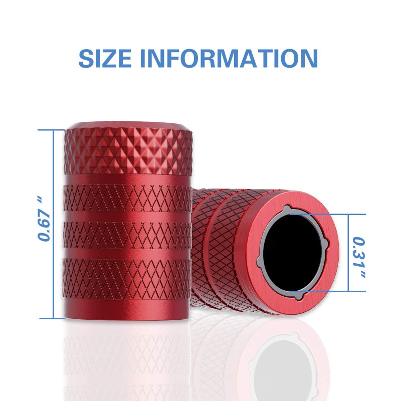 CKAuto Tire Valve Stem Caps, Red, 4 pcs/Pack, Anodized Aluminum Tire Valve Cap Set, Corrosion Resistant, Universal Stem Covers for Cars Trucks Motorcycles SUVs and Bikes - Image 4