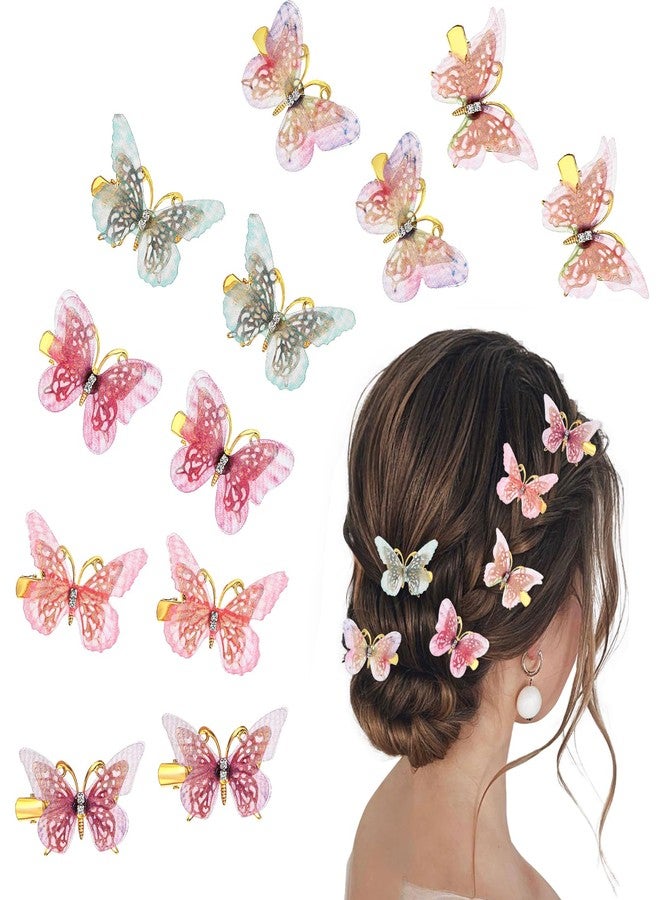 Nogeqi 12Pcs Butterfly Hair Clips for Girls, Cute Kawaii Hair Clips, Colorful Butterfly Clips for Girls, Small Mini Butterfly Hair Accessories Perfect for Teens and Women - Image 1