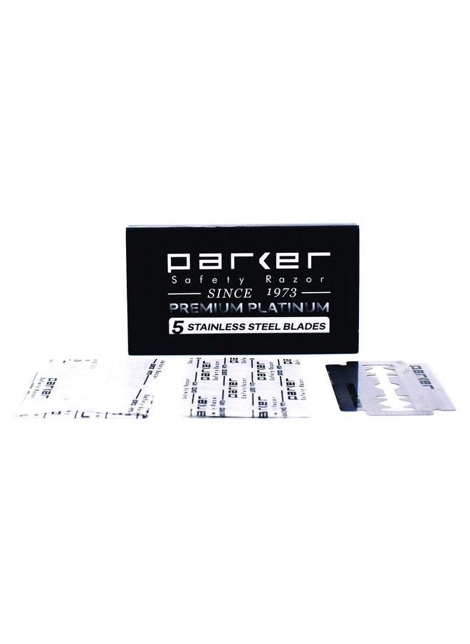 Parker Safety Razor - Parker 22R Gunmetal Long Handle Heavyweight Butterfly Open Double Edge Safety Razor For Men 5 Parker Premium Platinum Double Edge Razor Blades Included - Image 1