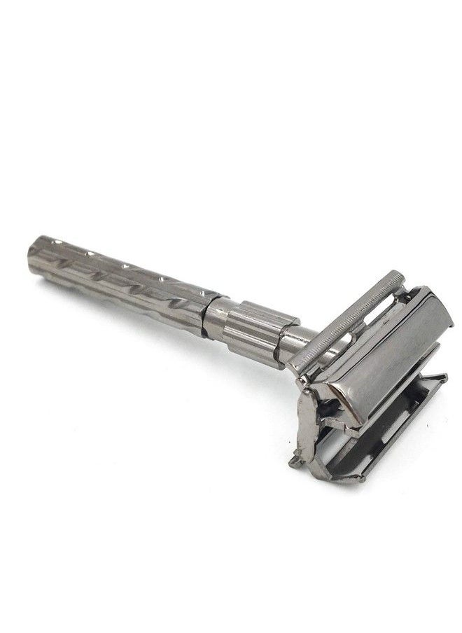 Parker Safety Razor - Parker 22R Gunmetal Long Handle Heavyweight Butterfly Open Double Edge Safety Razor For Men 5 Parker Premium Platinum Double Edge Razor Blades Included - Image 1