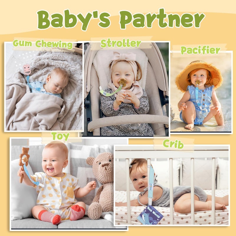 babygoal Floral Pacifier Clips, 6 Pack Binky Paci Holder Clips Leashes Fits for Most Pacifiers and Binkies 6PS31 - Image 4