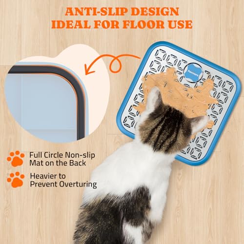 Pawtners Stainless Steel Large Lick Mat: Dog Lick Mats for Large Dogs, Cat Licking Pads for Crate Boredom & Anxiety Reduce, Slow Feeding, Cat Slow Feeder Mat with a Spatula, Scrubbing Brush, Blue - Image 5