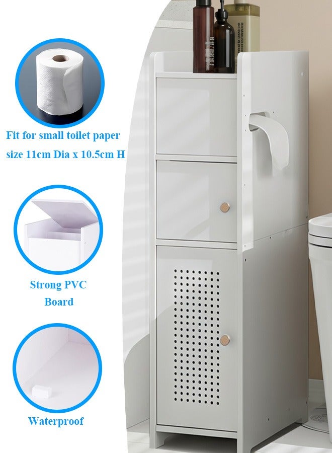نوايوو خزانة تخزين حمام لحمام صغير, حاملم ورق تواليت للحمام, أبيض - Image 3