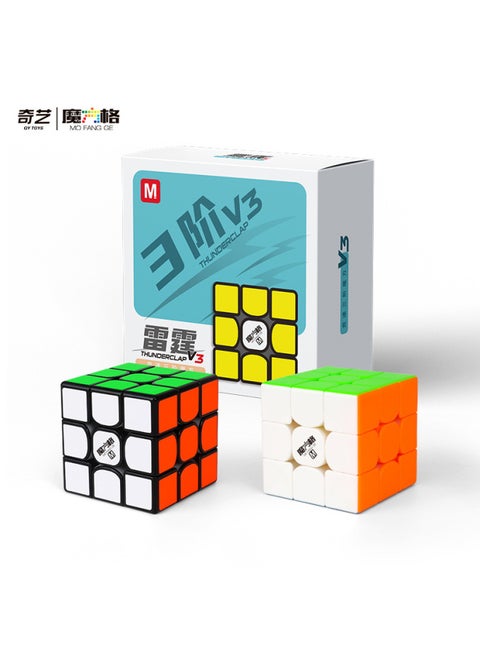 [Qiyi Thunder V3M] Professional Competition Third-order Rubik's Cube Magnetic Third-order Boys' Children's Educational Toys-Color:Thunder V3M Third-order Black [magnetic Force]]