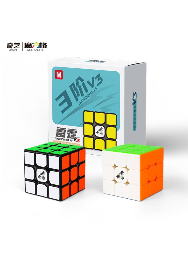 null - [Qiyi Thunder V3M] Professional Competition Third-order Rubik's Cube Magnetic Third-order Boys' Children's Educational Toys-Color:Thunder V3M Third-order Black [magnetic Force]] - Image 1
