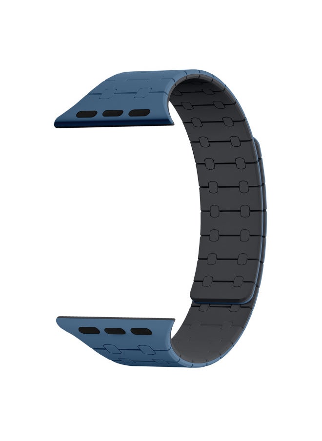 Generic - Color-Block Silicone Apple Watch Band Magnetic Suction Compatible With IWatch8/9 Fashionable Strap For Apple Watch S8/9-Color:38/40/41mm Cloud Gray Blue - Image 1