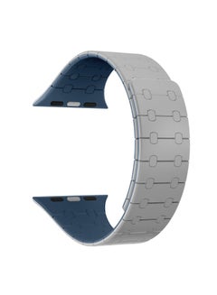 Color-Block Silicone Apple Watch Band Magnetic Suction Compatible With IWatch8/9 Fashionable Strap For Apple Watch S8/9-Color:38/40/41mm Cloud Gray Blue