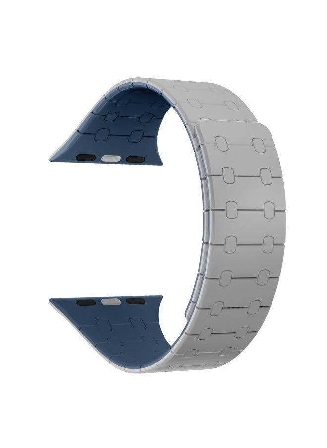 Generic - Color-Block Silicone Apple Watch Band Magnetic Suction Compatible With IWatch8/9 Fashionable Strap For Apple Watch S8/9-Color:38/40/41mm Cloud Gray Blue - Image 1