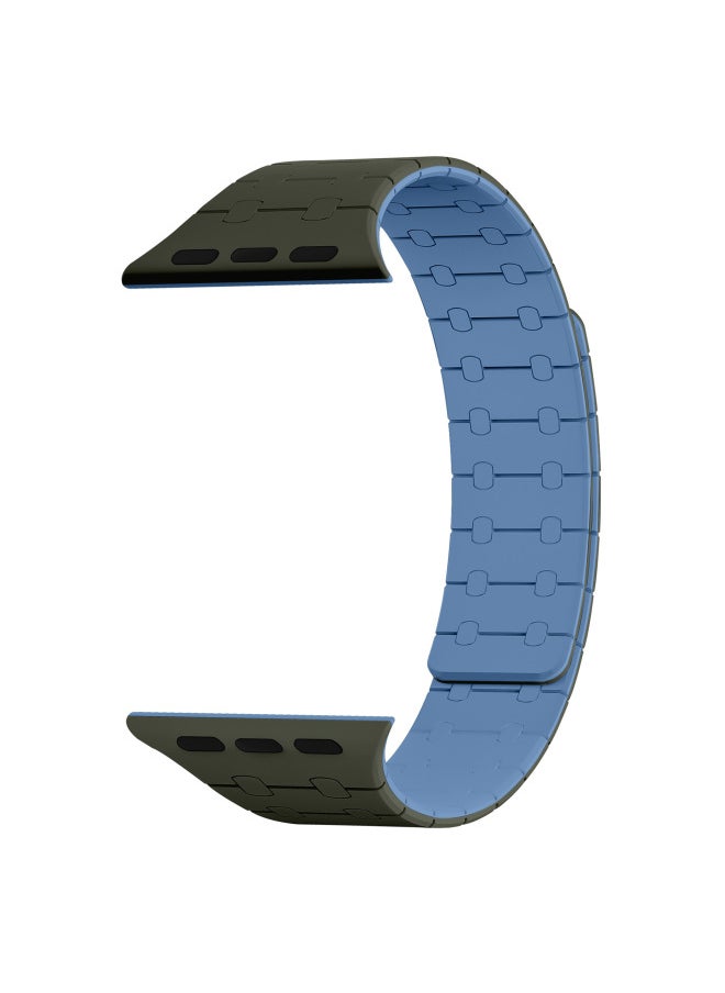 Generic - Color-Block Silicone Apple Watch Band Magnetic Suction Compatible With IWatch8/9 Fashionable Strap For Apple Watch S8/9-Color:38/40/41mm Cloud Gray Blue - Image 1