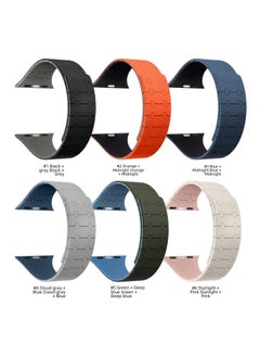 Generic Color-Block Silicone Apple Watch Band Magnetic Suction Compatible With IWatch8/9 Fashionable Strap For Apple Watch S8/9-Color:38/40/41mm Cloud Gray Blue  - Image 2