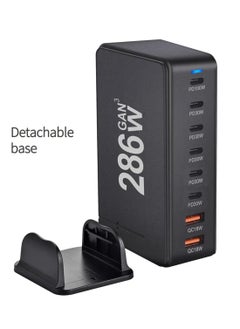 DIGI CORE Multi USB Charger, 268W USB C Fast Charger 8-Port Charging Station Portable USB And Type C Charging Station, Wall Charger Power Strip Adapter 268W Gan USB Type C Fast Charger, Multiple Use UK Plug Black  - Image 3
