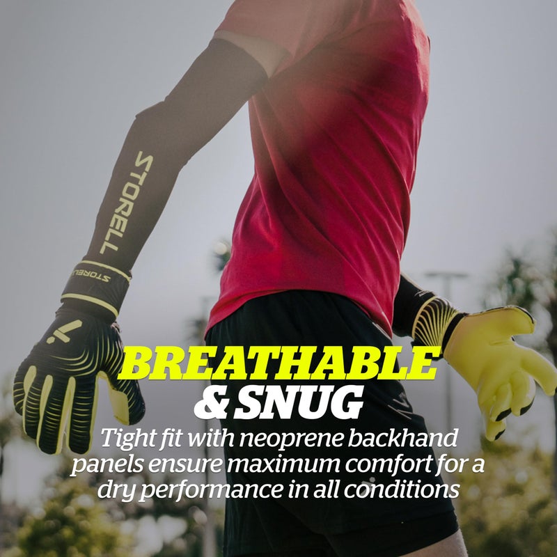 Storelli Silencer Sly Goalkeeper Gloves, Soccer Accessories, Sports Equipment, High-Impact Hand Protection with Removable Finger Spines, Unisex, Youth, Glove Bag Included, Black, Yellow, Size 11 - Image 5