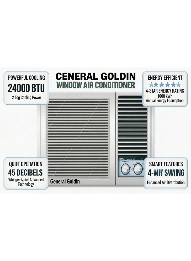 General Goldin Window Air Conditioner, 24000  BTU, 2 Ton, Noiseless, Energy Saving - Image 3