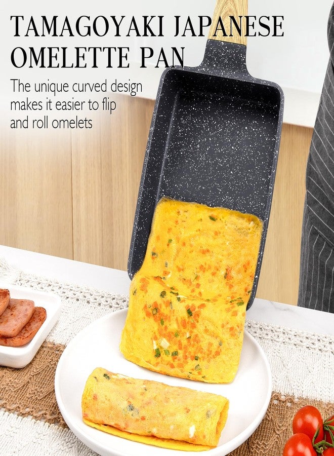 GiPP Japanese Omelette Pan, Tamagoyaki Egg Pan, Nonstick Egg Frying Pan, Rectangle Granite Cookware, PFOS & PFOA Free, Grey - Image 3