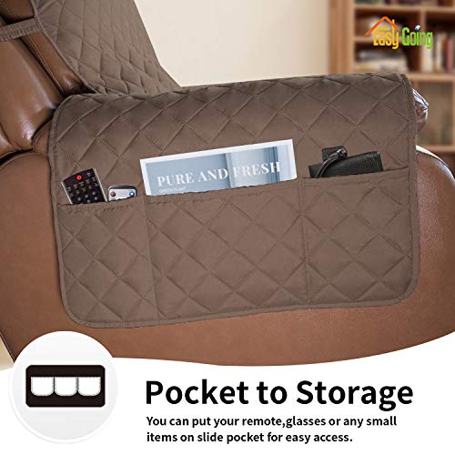 Easy-Going Oversized Recliner Cover Reversible Couch Cover Sofa Cover for Living Room Water Resistant Furniture Protector with Elastic Straps for Pets Dog (Oversized Recliner, Brown/Beige) - Image 3