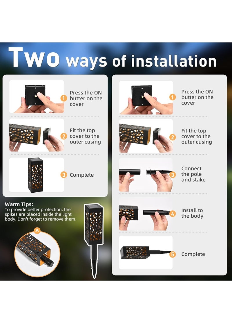 Loquat Garden Decor, Solar Outdoor Lights, Solar Lights Outdoor Waterproof for Garden Yard Patio Walkway Driveway Outside Decor 4 Pack Black - Image 4