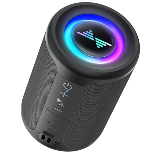 LENRUE Small Portable Bluetooth Speaker with Lights TWS Stereo Surround Sound Type C Powered Bluetooth 53 AUX TF Card Input Wireless for Outdoor Home Coolest Gifts - Image 1