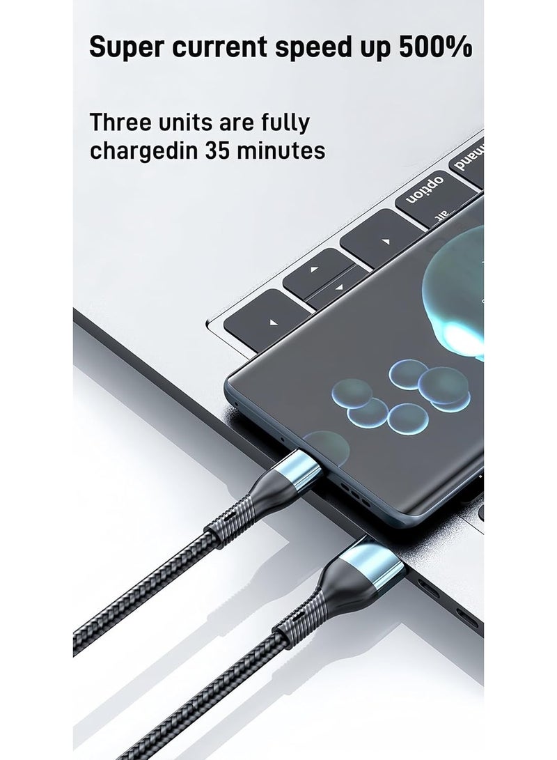 x_shot وصلة شحن سريعة متعددة ، كابل شاحن USB متعدد 3 في 1 من النايلون المضفر للشحن السريع مع منفذ نوع C، مايكرو USB، منفذ لمعظم الهواتف / التابلت - اسود - Image 4