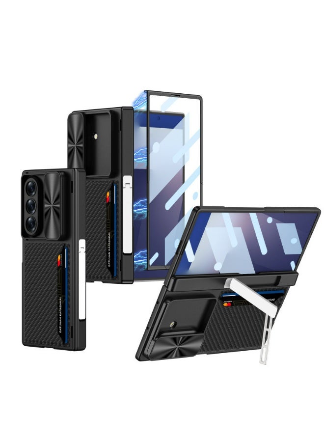 HaDoii Full Coverage Case for Samsung Galaxy Z Fold7, Hinge protection+Magnetic Kickstand + Built-in Screen Protector + Slide Camera Cover + Card Holder, Shockproof Armor Cover, Black - Image 1