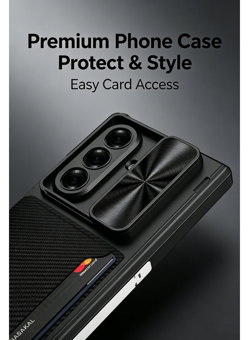 HaDoii Full Coverage Case for Samsung Galaxy Z Fold7, Hinge protection+Magnetic Kickstand + Built-in Screen Protector + Slide Camera Cover + Card Holder, Shockproof Armor Cover, Black - Image 4