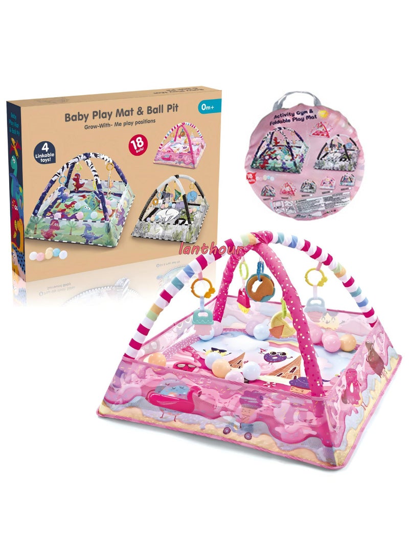 Baby Play Mat with 4 Detachable Hanging Toys – Large Crawling Mat for Newborns, Infants & Toddlers – Soft Floor Activity Gym for Boys & Girls - Image 1