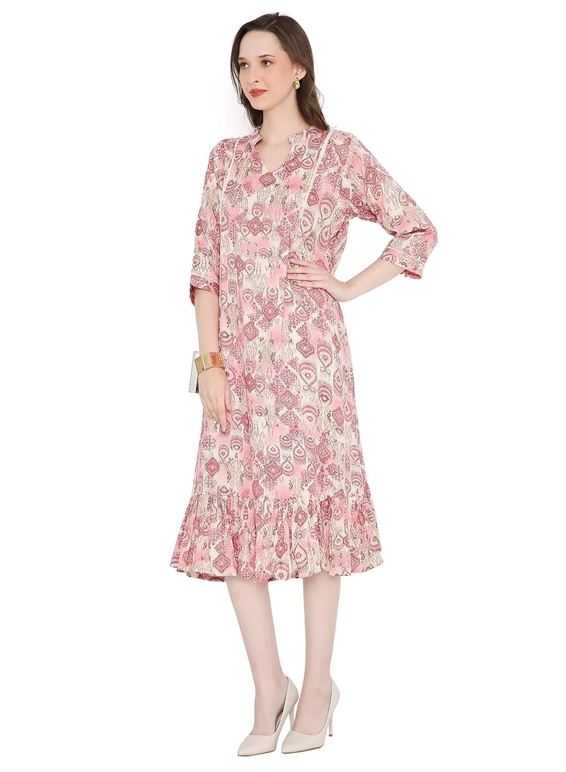 هانا آند سارا UNIQUE PRINTED CASUAL STYLED SHORT ARABIC KAFTAN JALABIYA DRESS