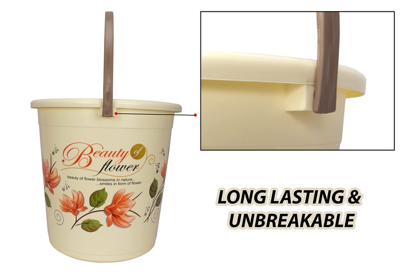 Halsey Plastic 2 Pieces Bathroom Set (Bucket 22 litres and Mug 1 litres) (Pink & Brown) - Image 2