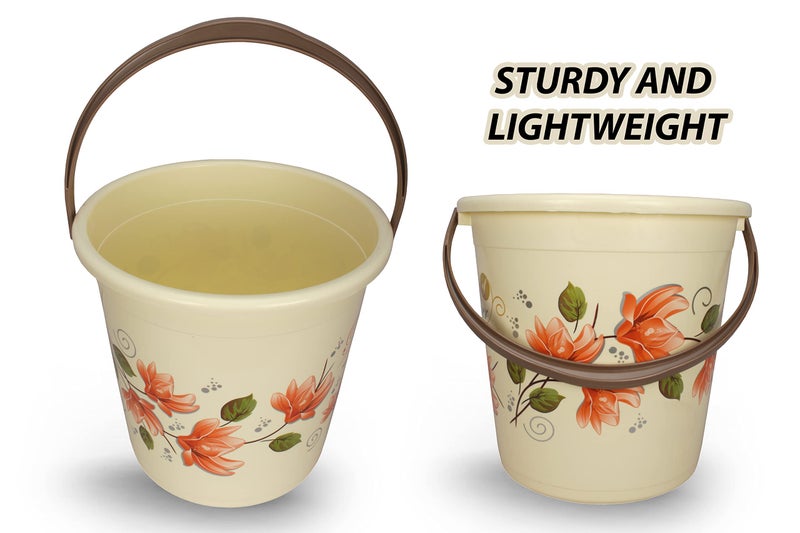 Halsey Plastic 2 Pieces Bathroom Set (Bucket 22 litres and Mug 1 litres) (Pink & Brown) - Image 3