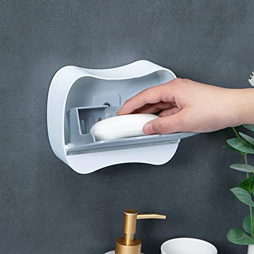 MEZON Wall-Mounted Drain Soap Box Soap Dish Detachable Soap Case Flip Soap Box for Bathroom Kitchen Shower (1 PC - Random Color) - Image 5