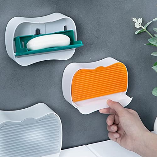 MEZON Wall-Mounted Drain Soap Box Soap Dish Detachable Soap Case Flip Soap Box for Bathroom Kitchen Shower (1 PC - Random Color) - Image 3